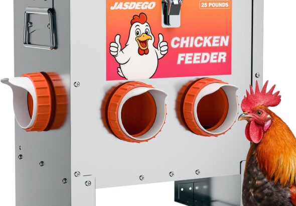 25 lb Automatic Metal Chicken Feeder, Rodent-Proof